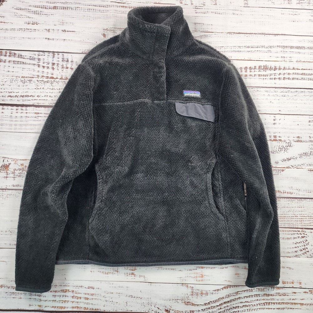 Patagonia Re-Tool Snap-T Pullover Women's M Black Polartec Fleece Kangaroo 25442